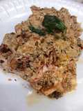 Pan fried Salmon with creamy sun-dried tomato sauce