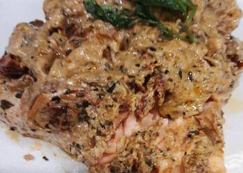 The New Way Serving Recipe Pan fried Salmon with creamy sundried tomato sauce Most Delicious
