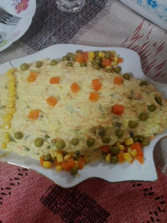 عکسی از دستور سالاد الویه با دیزاین ماهی