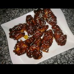Korean inspired chicken wings A picture of Korean inspired chicken wings.