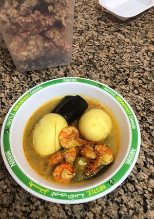 Foto resep Gulai udang telur bumbu instan