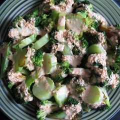 A picture of Pan-fried Broccoli with Creamy Sesame Sauce.