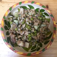 A picture of Pea, Broad Bean and Mushroom Risotto 🍚.
