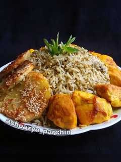 عکسی از دستور سبزی پلو با مرغ 🌸