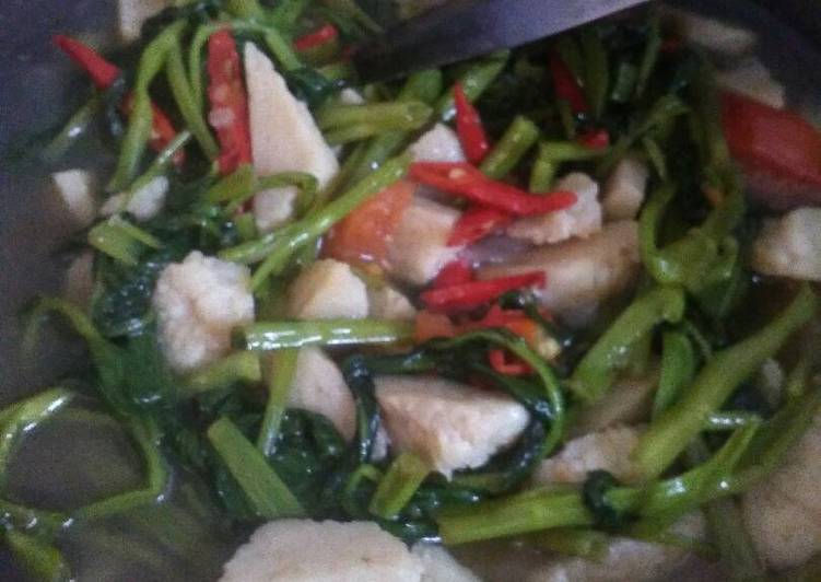 Resep Cah kangkung bakso ikan😋 Anti Gagal