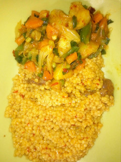 A picture of Cuscus with veggie sauce.