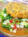 Noodle Fritter with Mixed Corn Salad