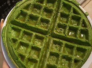Una foto de Waffle súper saludable, delicioso! Para antes de entrenar 🥰