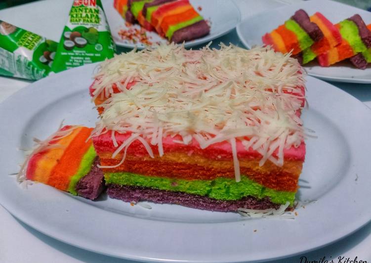 7 Resep: 92. Steamed Rainbow Cake Anti Gagal!