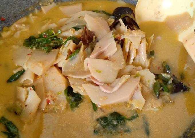 Anti Ribet, Membuat Sayur santan rebung (bambu muda) with rebon cabai utuh pedes Murah