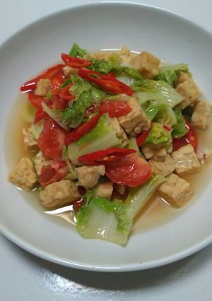 Foto resep Sawi putih plus tempe