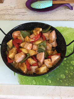 Una foto de Sartén de lomo con pimientos