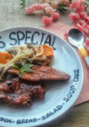 Foto resep Grilled Chicken with StirFry Tofu & Potato Salad