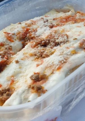 Una foto de Canelones de verdura y carne molida
