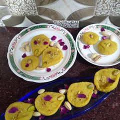 A picture of Mango coconut peda.