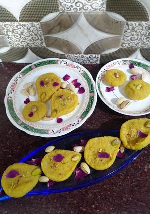 A picture of Mango coconut peda.