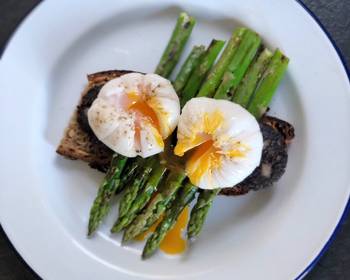 New Recipe Farmers market poached duck egg black pudding asparagus and sourdough Delicious Simple