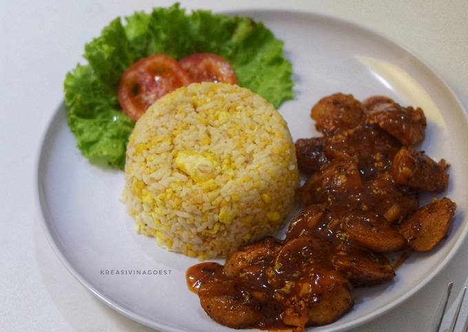 Wajib coba! Resep buat Nasi Jagung Goreng dan Bakso Bakar Blackpepper yang lezat