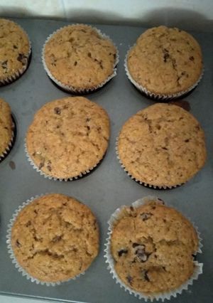 A picture of Chocolate,blueberry,banana muffins#chocolate contest.