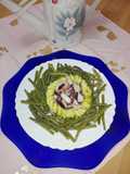 Profumo di mare con fagiolini, polpo e cuore di zucchine marinate