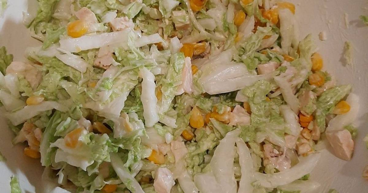 Простой салат с кукурузой и пекинской капустой – пошаговый рецепт приготовления с фото