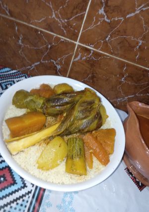 صورة لوصفة كسكس باللحم والخضر 🍲