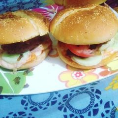 A picture of Mutton kabab Burger.