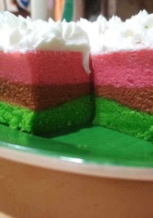 Foto resep Rainbow cake kukus (takaran sendok)