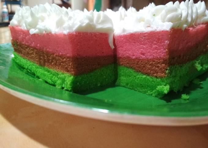 Rainbow cake kukus (takaran sendok)