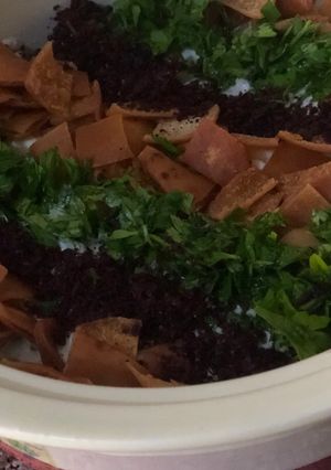 صورة لوصفة فتة البطاطا والباذنجان لذيذة
