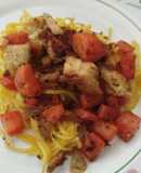 Fideos con pollo y zanahoria