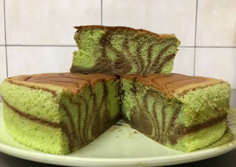 Cara Buat Ogura pandan marmer yang sederhana