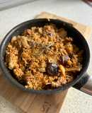 Arroz de castañas, setas y costilla