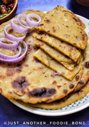 A picture of Aloo Parathas.