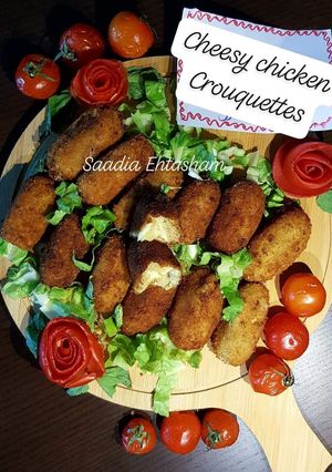 A picture of Cheesy chicken croquettes.. 😍😍.