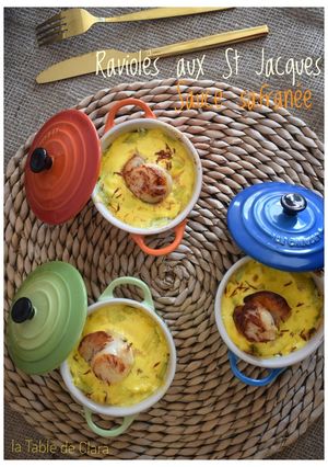 Une photo de Ravioles aux St Jacques sauce safranée