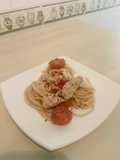 Spaghettis con xarda (caballa)