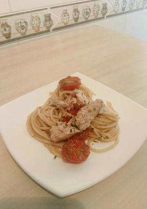 Una foto de Spaghettis con xarda (caballa)