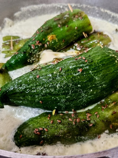 Una foto de PEPINO🥒de Agua, (Caigua) relleno con Pollo🐤...!