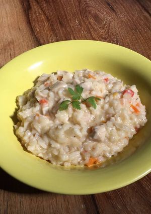 Una foto de Risotto con pollo