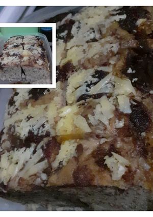 Foto resep Bolu pisang toping, kurma, keju coklat
