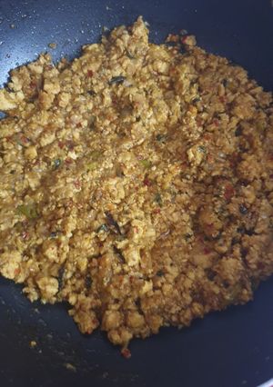 A picture of Chicken mince filling.
