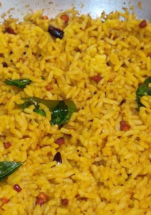A picture of Tamarind rice from left over Rice.