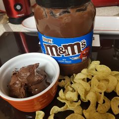 A picture of M & Ms Chocolate spread with crunchy bits. 😀.