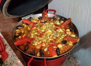 Paella en sartén eléctrico Receta de kanacho- Cookpad