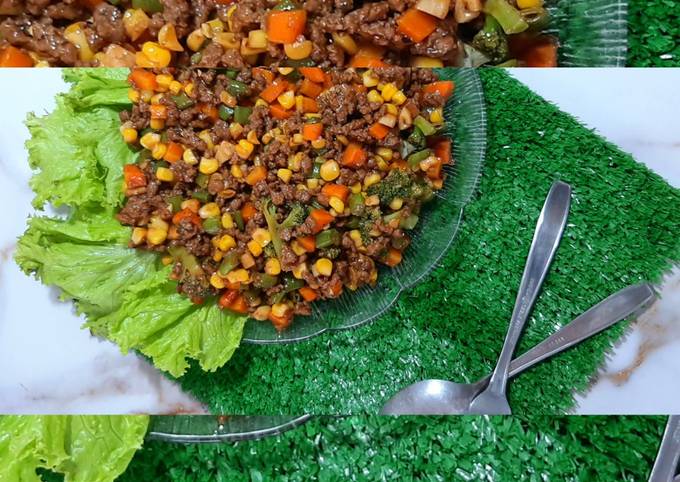 Tumis daging sapi giling mudah dan lezat