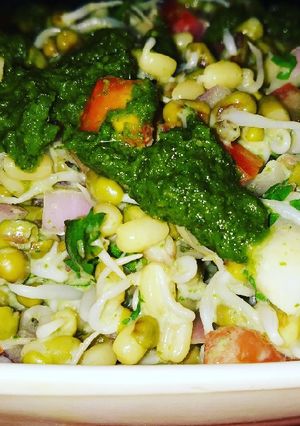 A picture of Sprouted Moong Beans Salad.