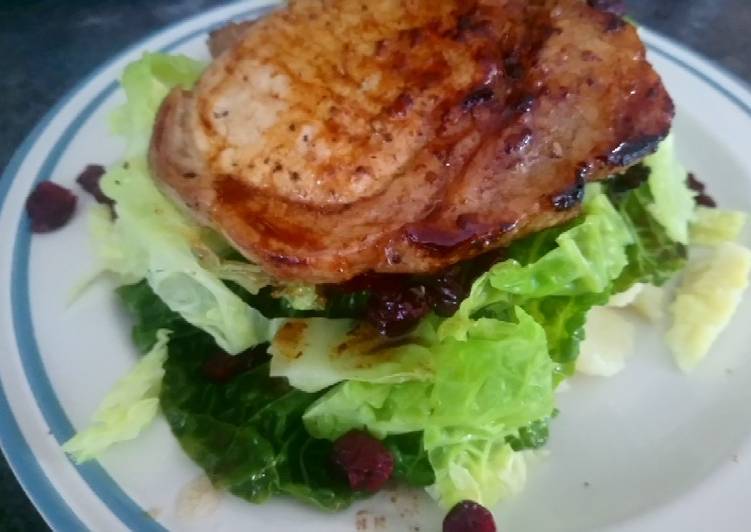 Steps to Make Quick Pork, Cabbage, Cranberries and Rustic Mash