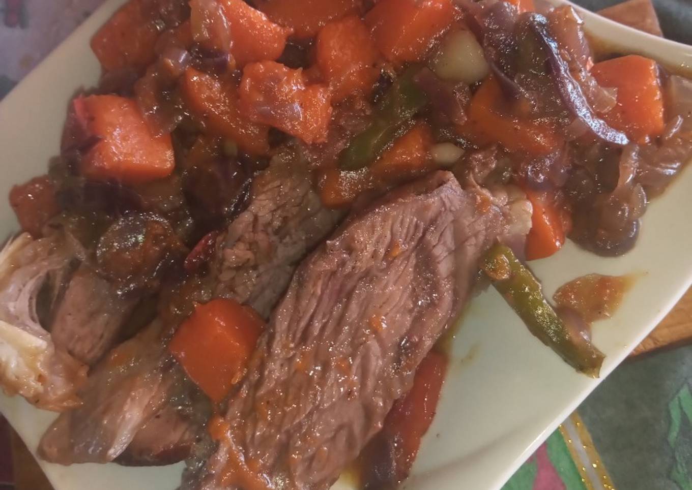 Carne en olla con calabaza
