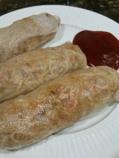 A picture of Brad's fried pork spring rolls.